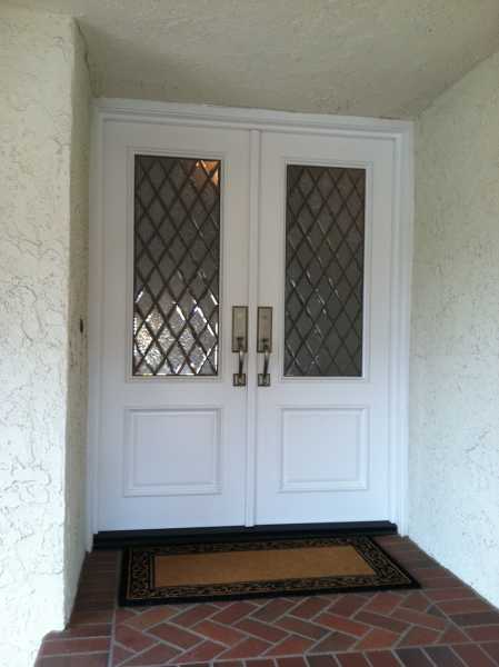 image detail page for Painted double entry doors with diamond beveled glass